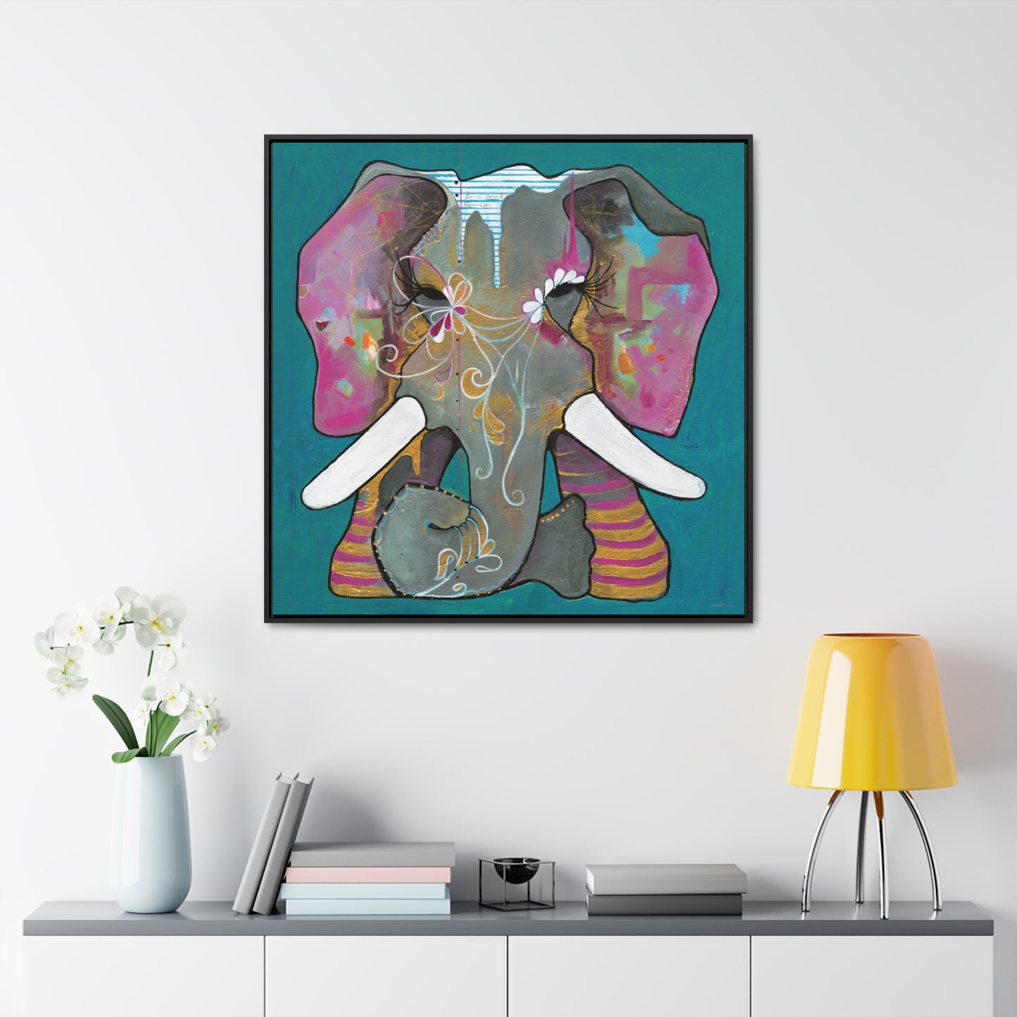 "Romeo Elephant" Framed Canvas Fine Art Reproduction by Zabrina Fine Art