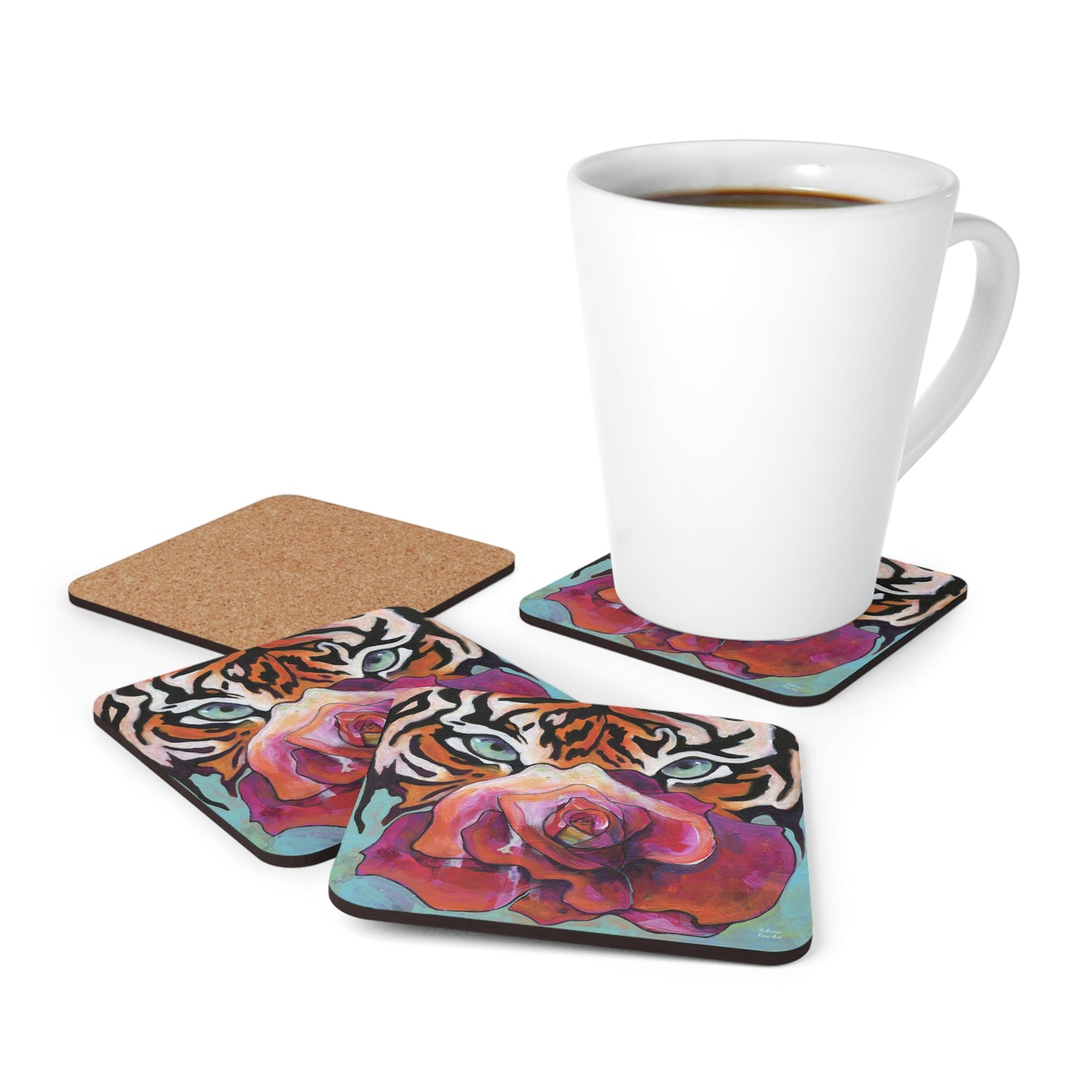 "Tiger Rose" Coaster Set by Zabrina Fine Art