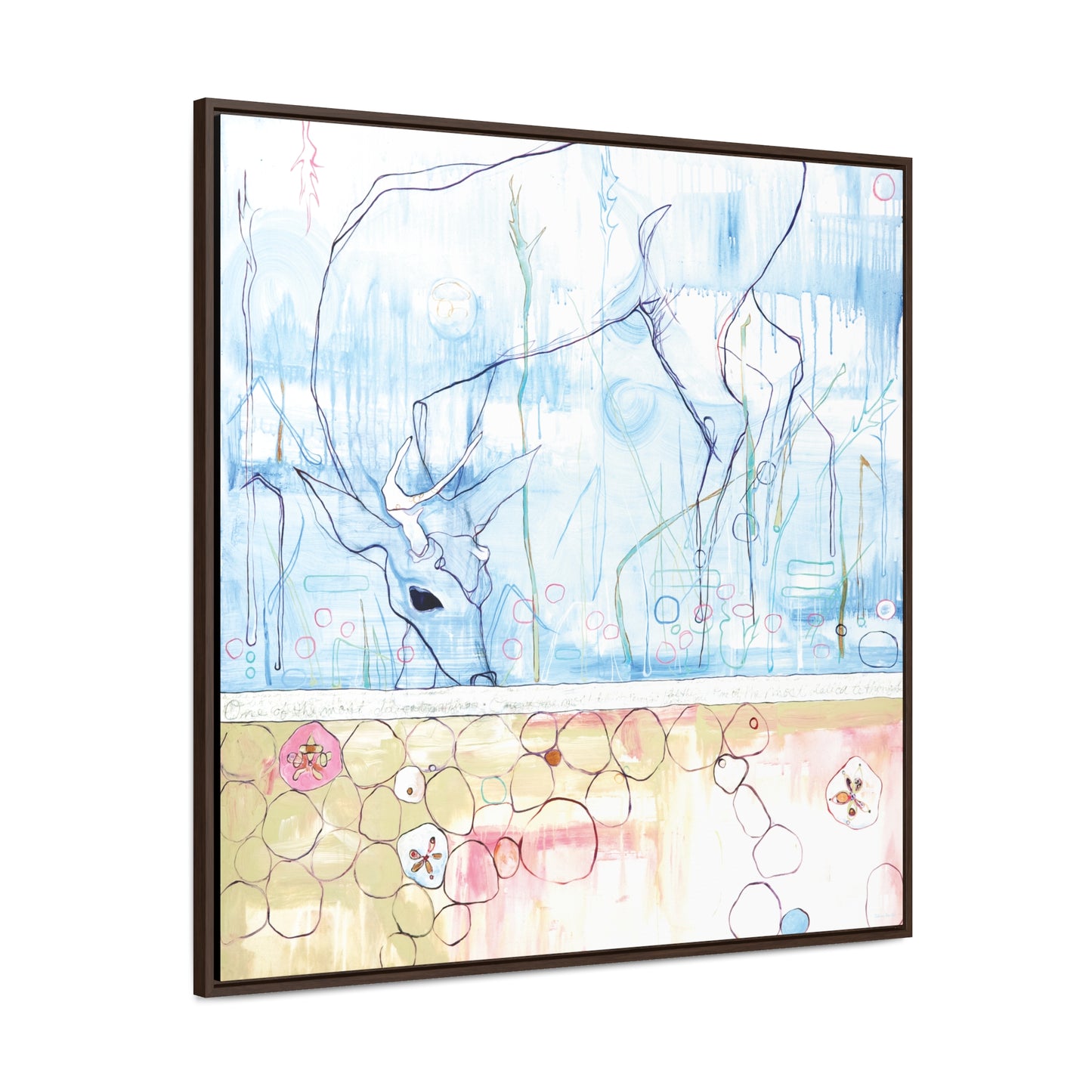 "One Antler Deer" Framed Canvas Fine Art Reproduction by Zabrina Fine Art