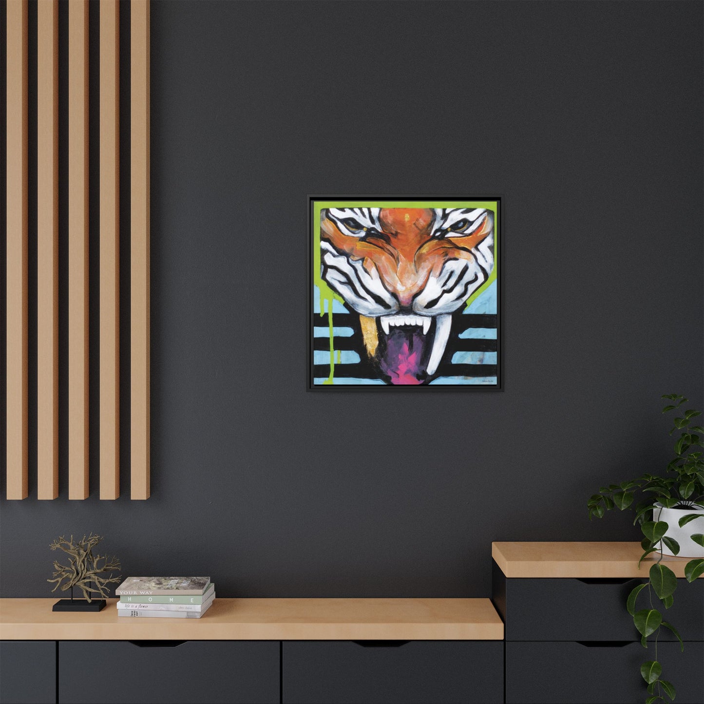 "Tiger Fang" Framed Canvas Fine Art Reproduction by Zabrina Fine Art