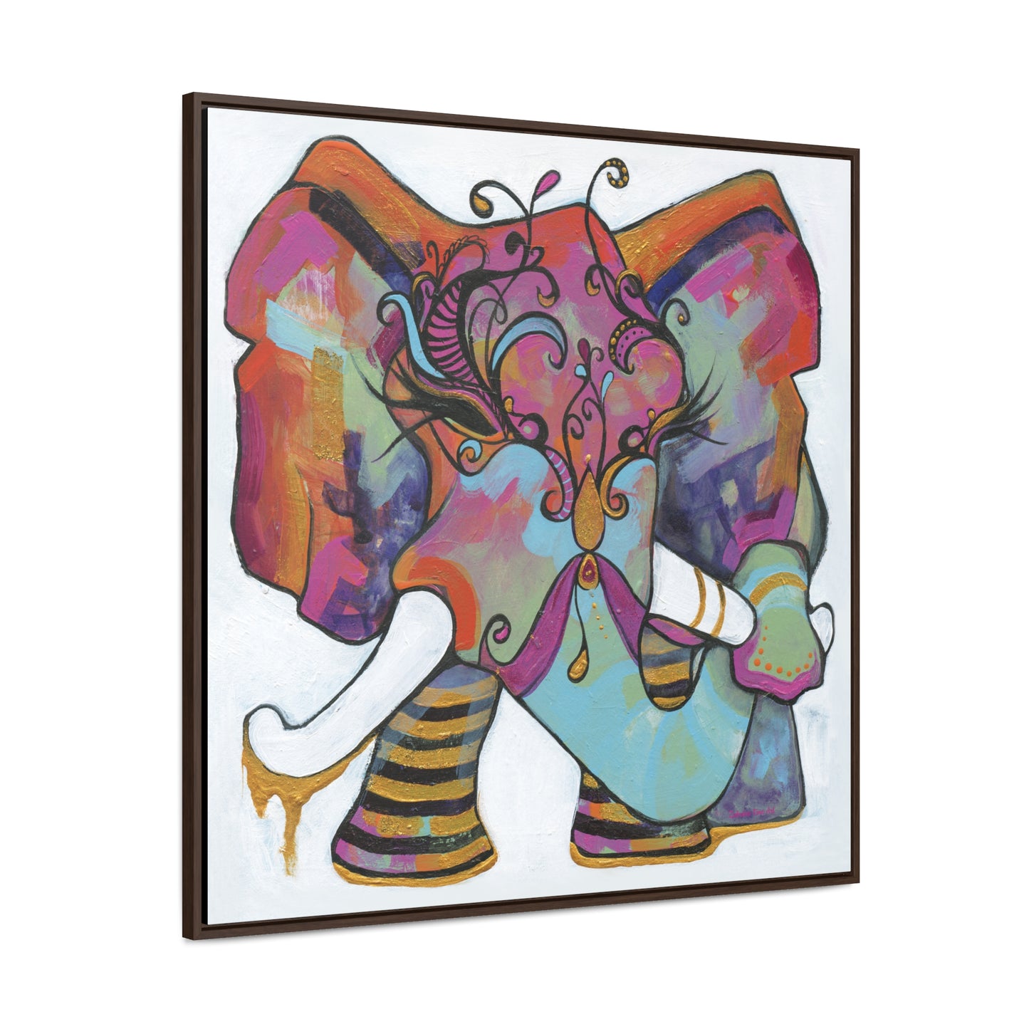 "Masquerade Elephant" Framed Canvas Fine Art Reproduction by Zabrina Fine Art