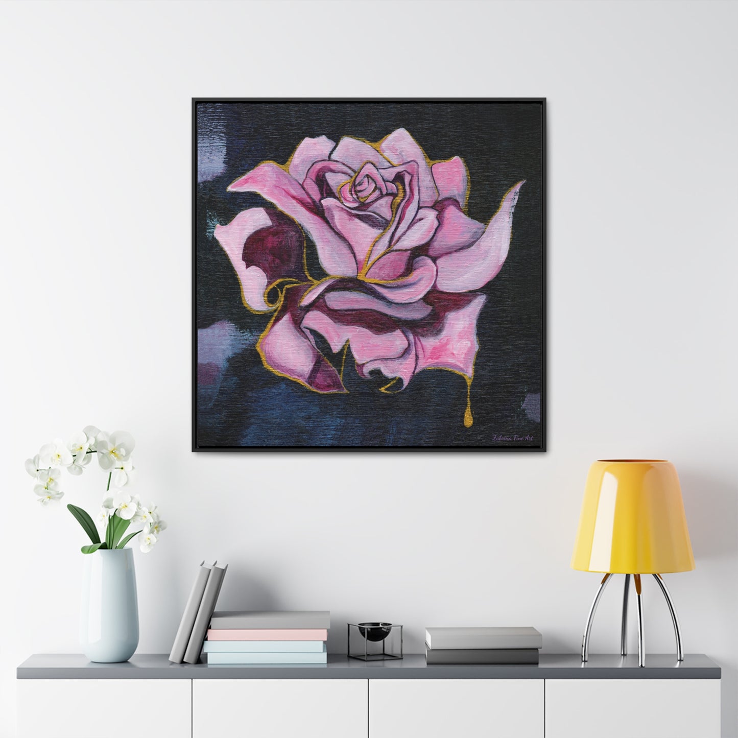 "Gilded Rose" Framed Canvas Fine Art Reproduction by Zabrina Fine Art