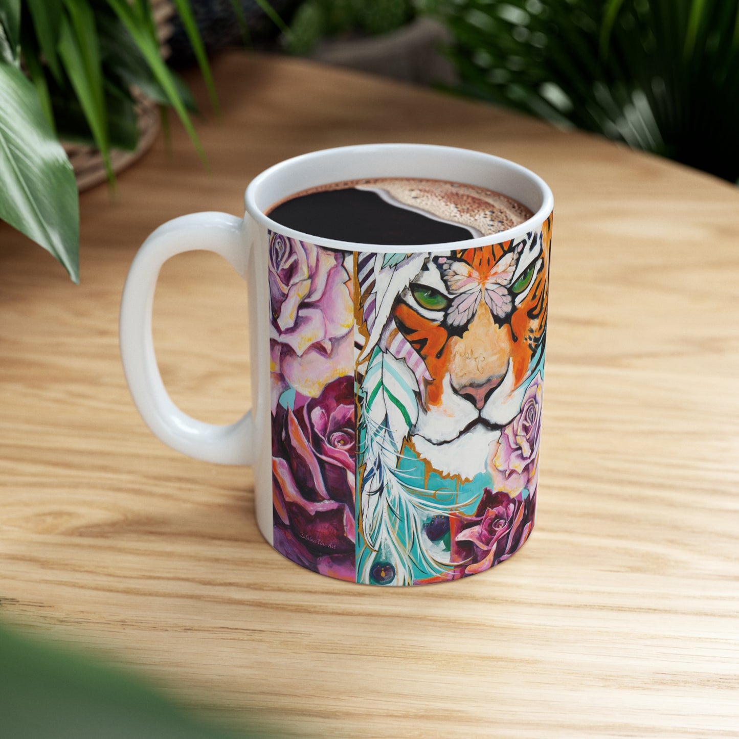 "Tiger Rose" Ceramic Mug by Zabrina Fine Art