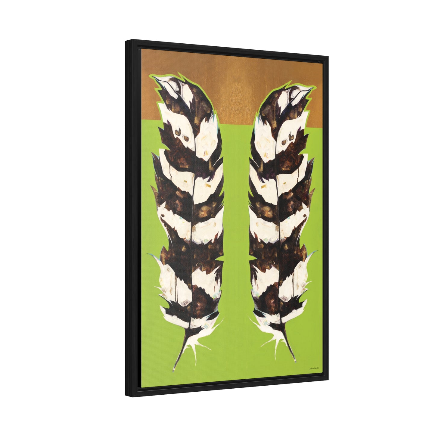 "Turkey Feathers no. 2" Framed Canvas Fine Art Reproduction by Zabrina Fine Art