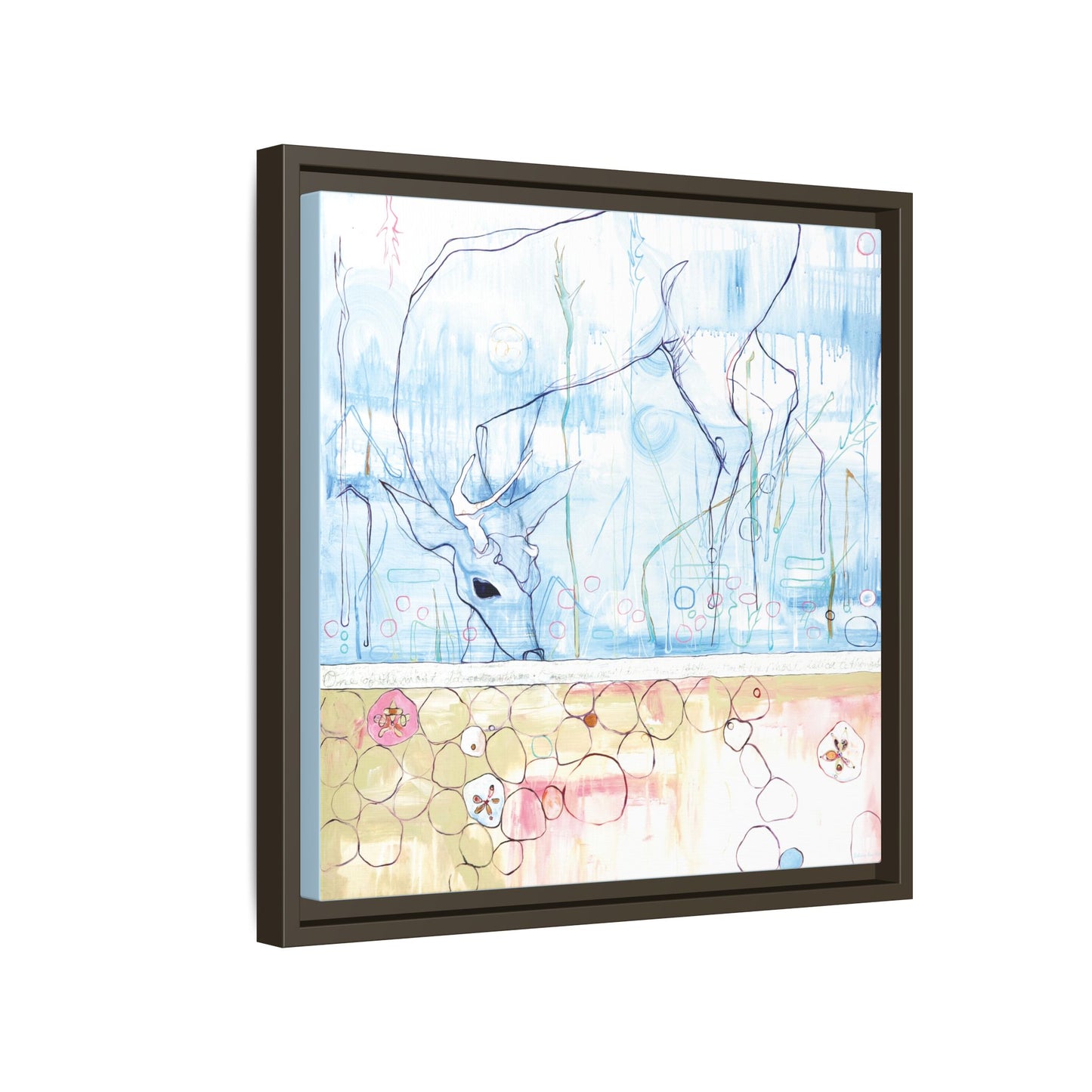 "One Antler Deer" Framed Canvas Fine Art Reproduction by Zabrina Fine Art