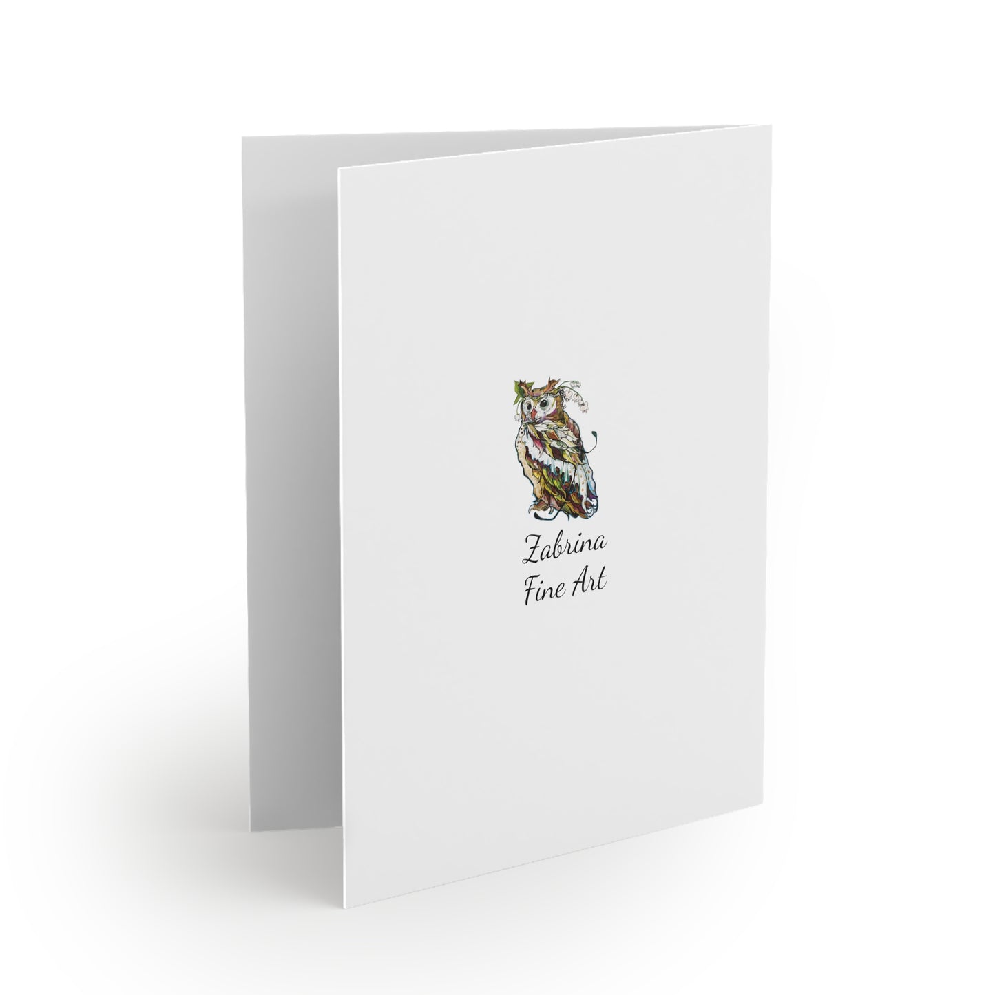 Whimsical "Peacock Crown Owl" Note Cards by Zabrina Fine Art  (set of 8)  FREE SHIPPING