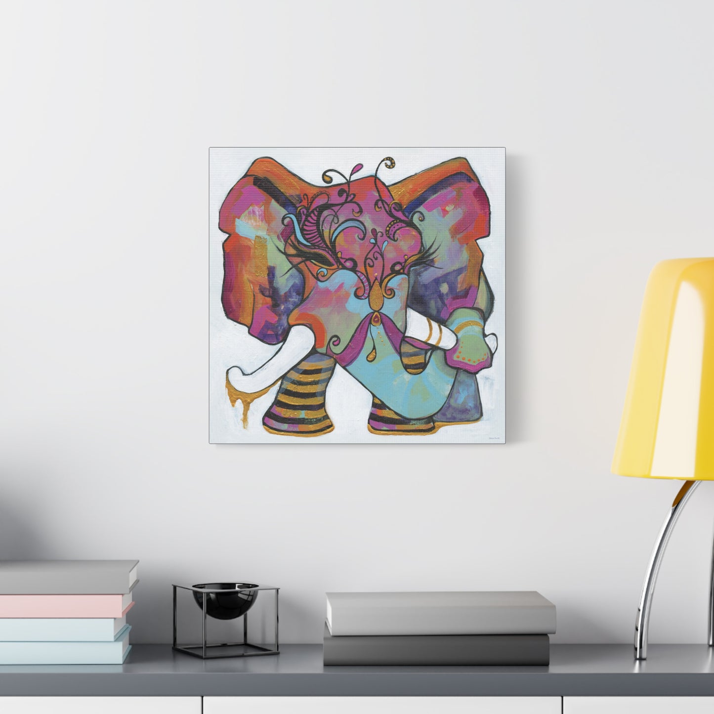 "Masquerade Elephant" Unframed Canvas Black Edge Reproduction by Zabrina Fine Art