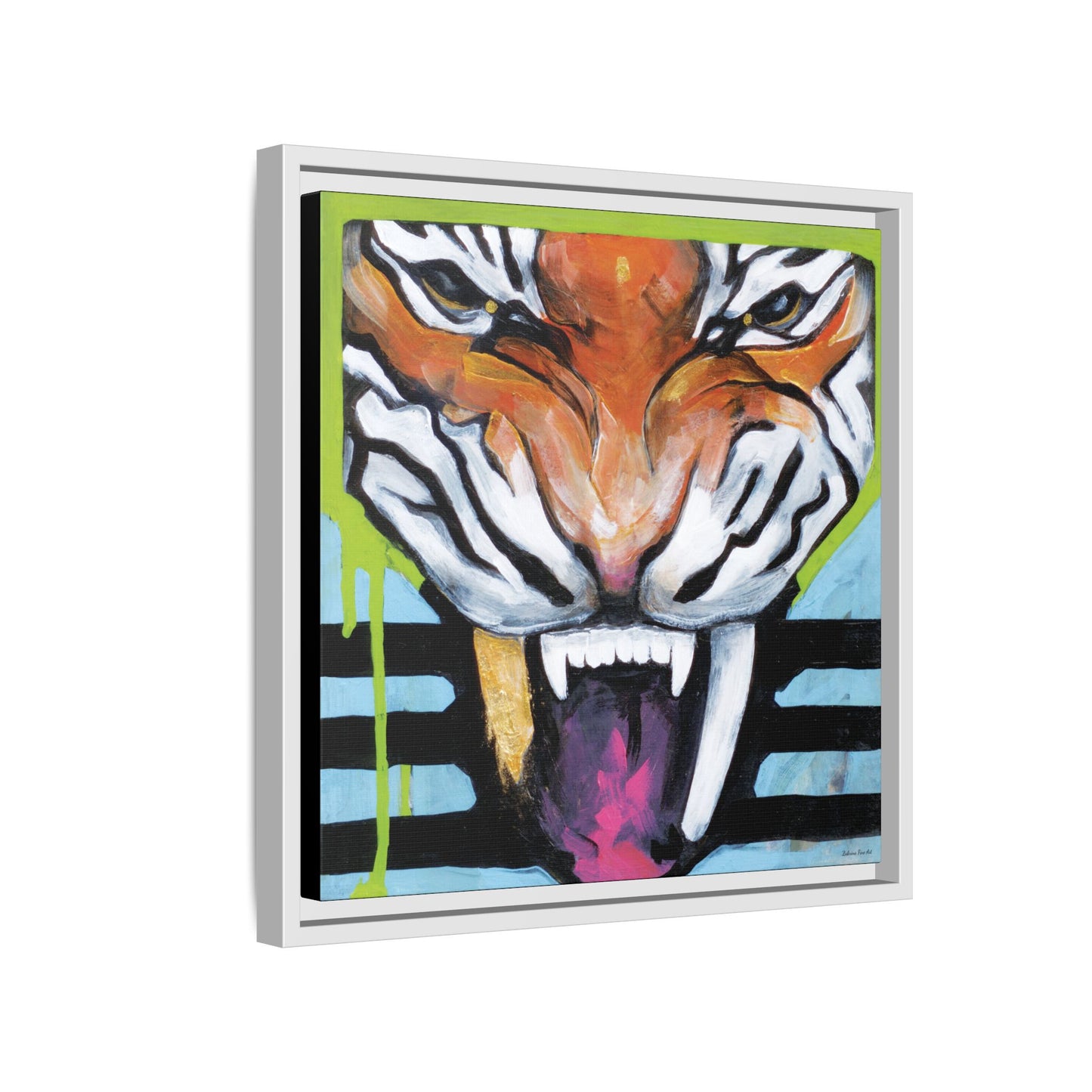 "Tiger Fang" Framed Canvas Fine Art Reproduction by Zabrina Fine Art