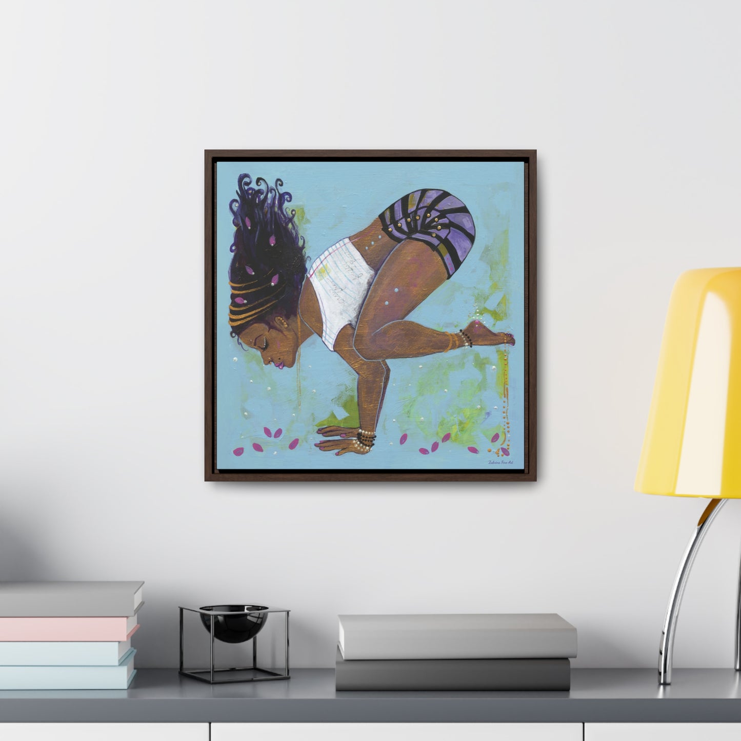 "Crow Pose" Framed Canvas Fine Art Reproduction by Zabrina Fine Art