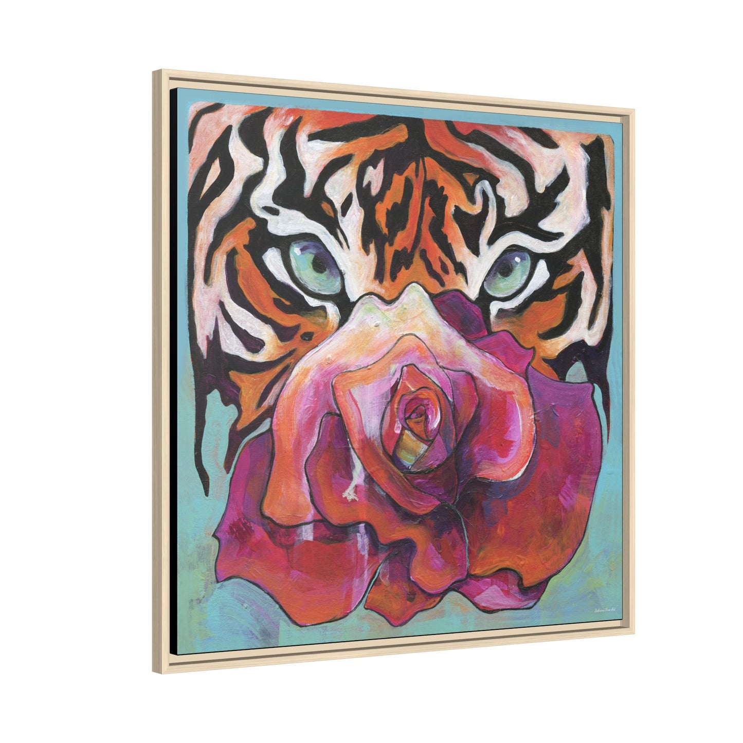 "Tiger Rose" Framed Canvas Fine Art Reproduction by Zabrina Fine Art