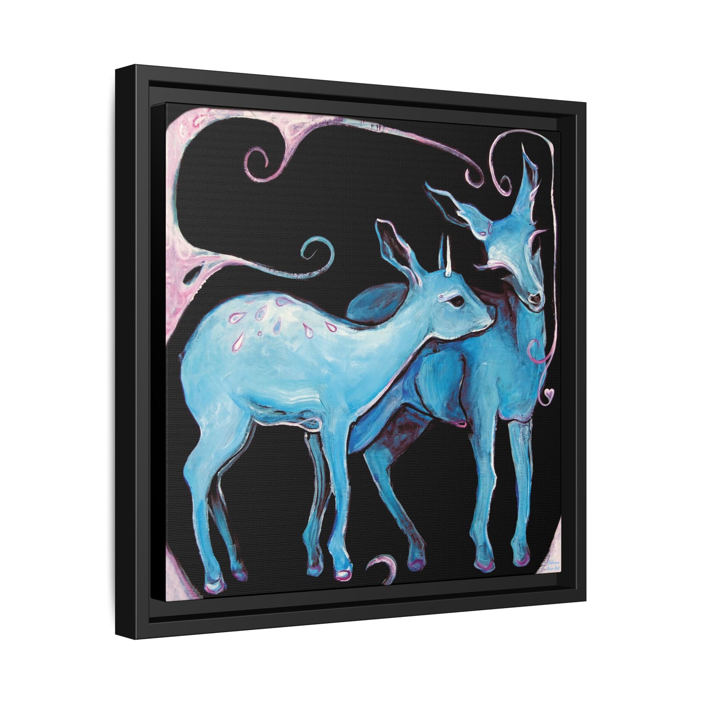 "Deer Love" Framed Canvas Fine Art Reproduction by Zabrina Fine Art