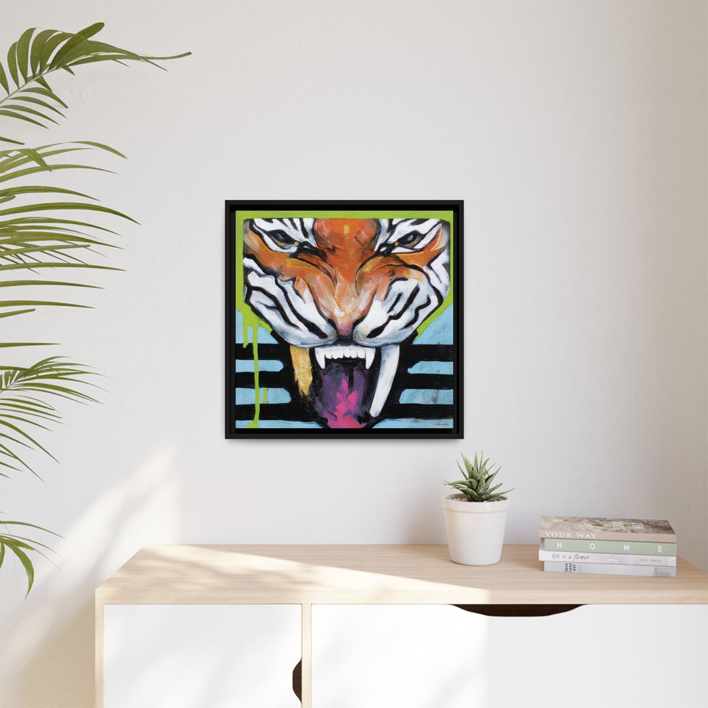 "Tiger Fang" Framed Canvas Fine Art Reproduction by Zabrina Fine Art