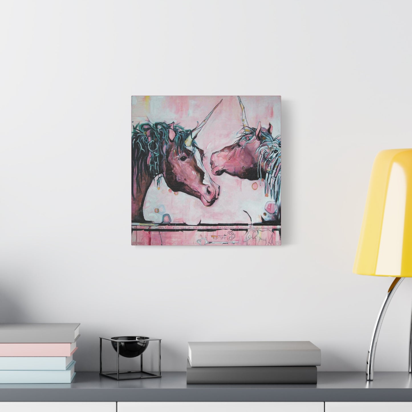 "Unicorns Are Real" Unframed Canvas Pink Edge Reproduction by Zabrina Fine Art