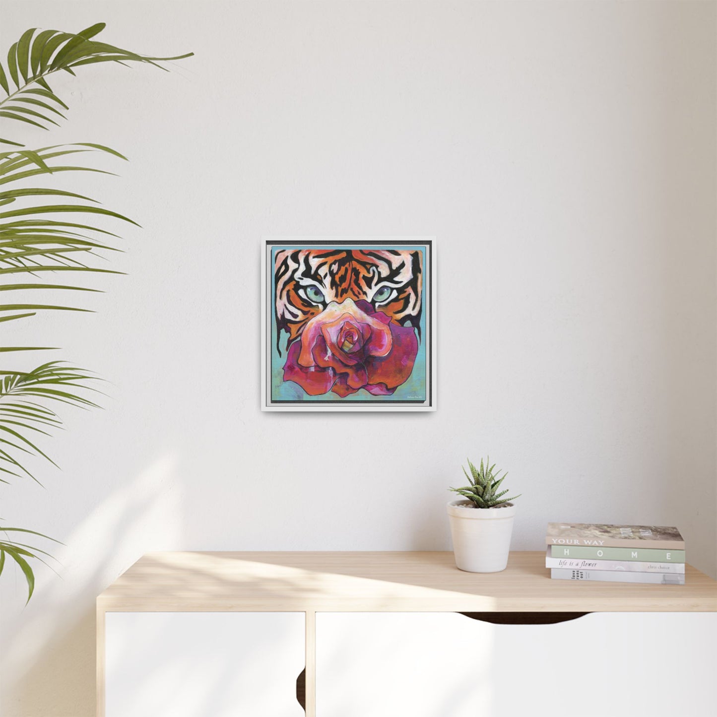 "Tiger Rose" Framed Canvas Fine Art Reproduction by Zabrina Fine Art