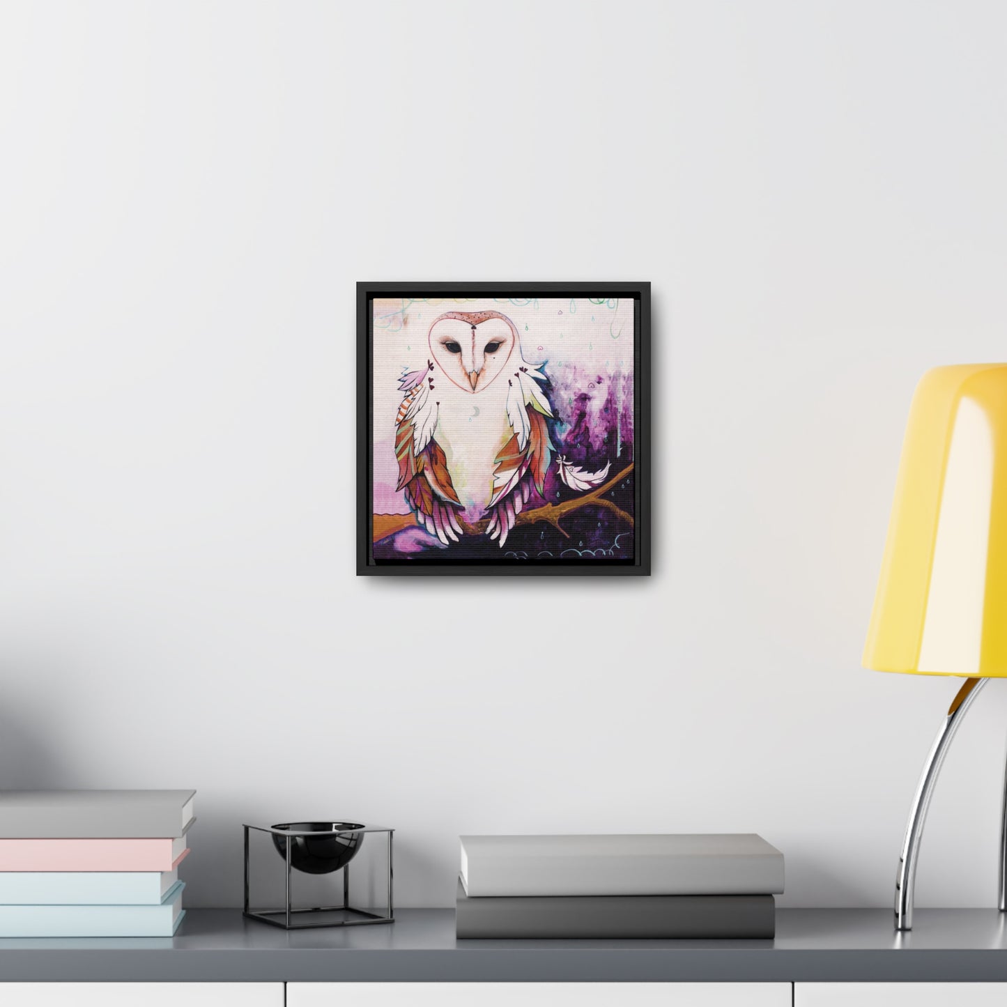 "Rainy Day Owl" Framed Canvas Fine Art Reproduction by Zabrina Fine Art