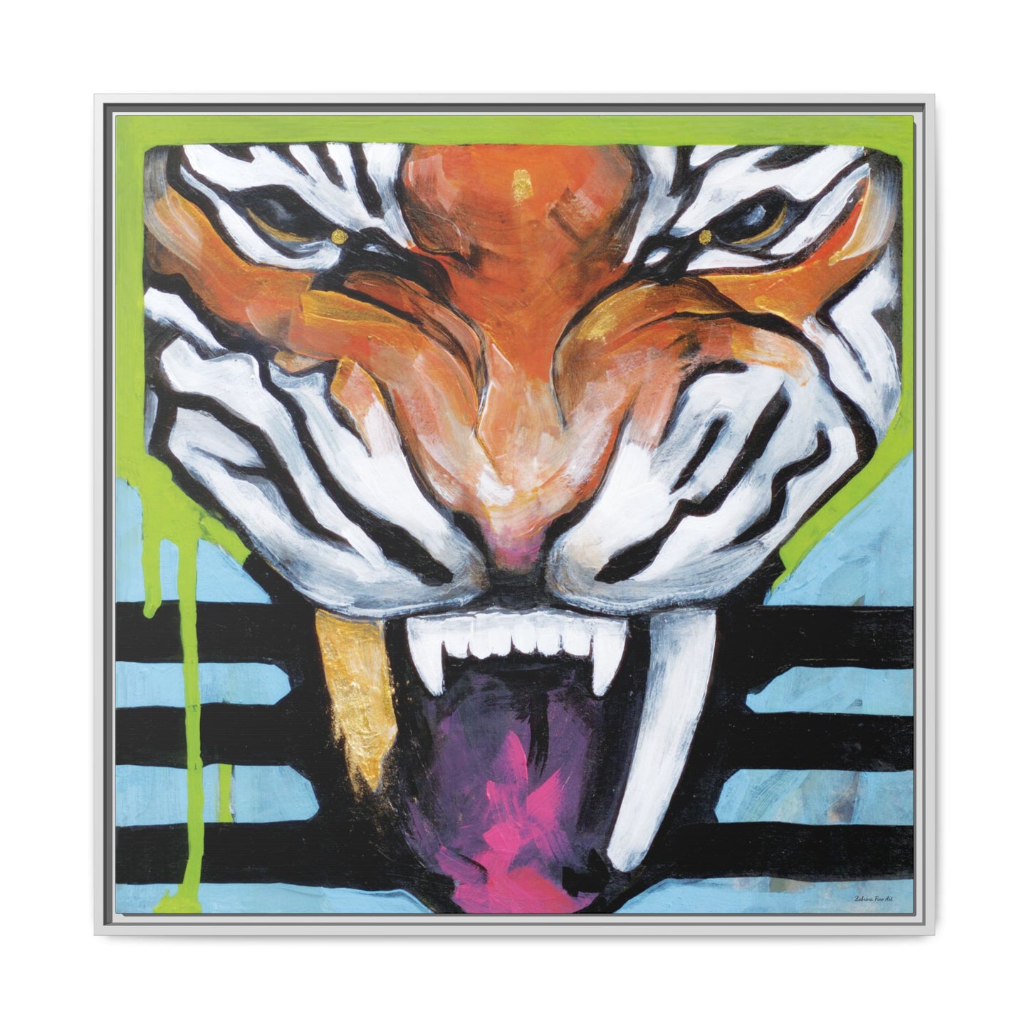 "Tiger Fang" Framed Canvas Fine Art Reproduction by Zabrina Fine Art
