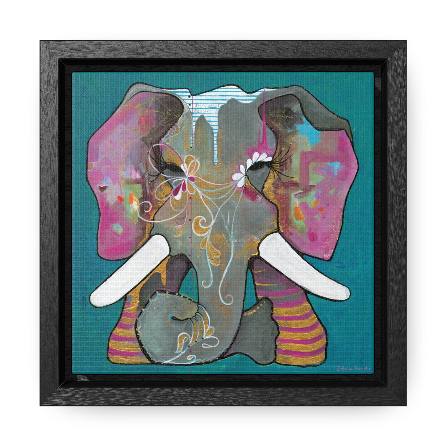 "Romeo Elephant" Framed Canvas Fine Art Reproduction by Zabrina Fine Art