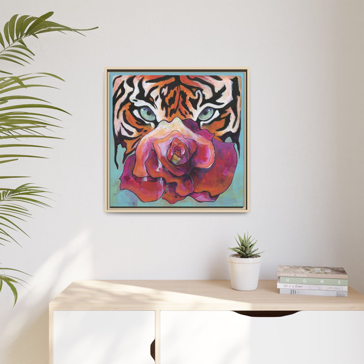 "Tiger Rose" Framed Canvas Fine Art Reproduction by Zabrina Fine Art