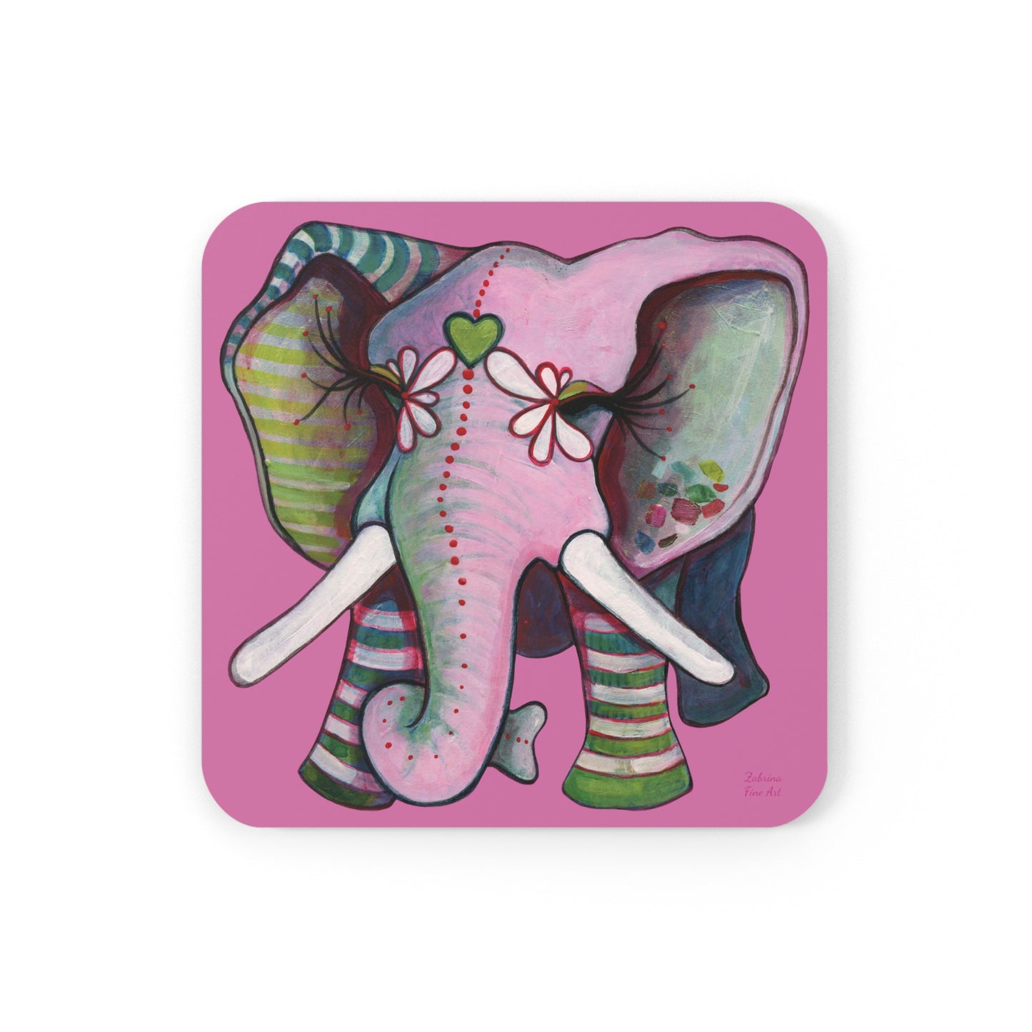 "Pink Elephant" Coaster Set by Zabrina Fine Art