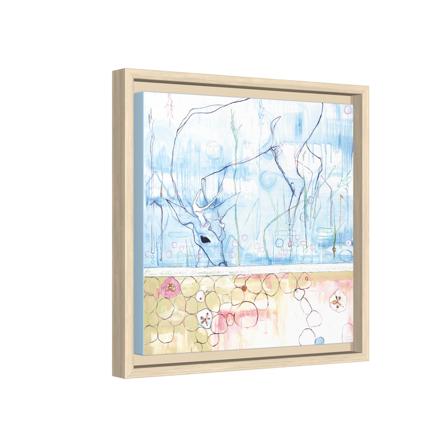 "One Antler Deer" Framed Canvas Fine Art Reproduction by Zabrina Fine Art