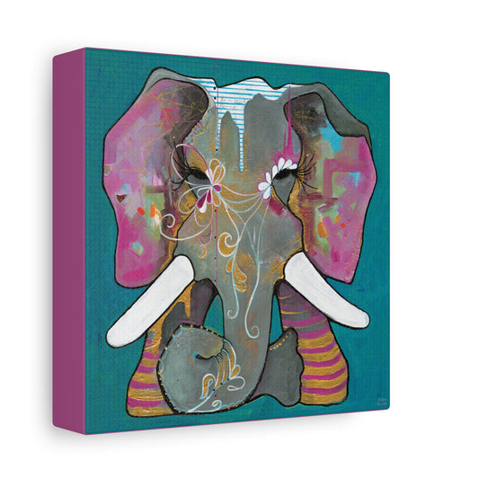 "Romeo Elephant" Unframed Canvas Hot Pink Edge Reproduction by Zabrina Fine Art