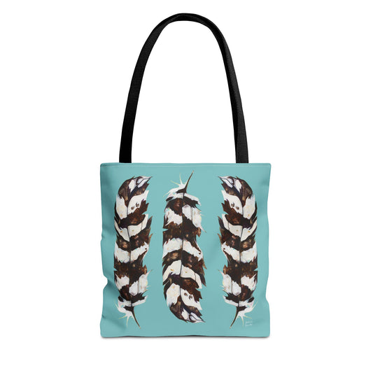 "Feathers" in Blue Tote Bag by Zabrina Fine Art