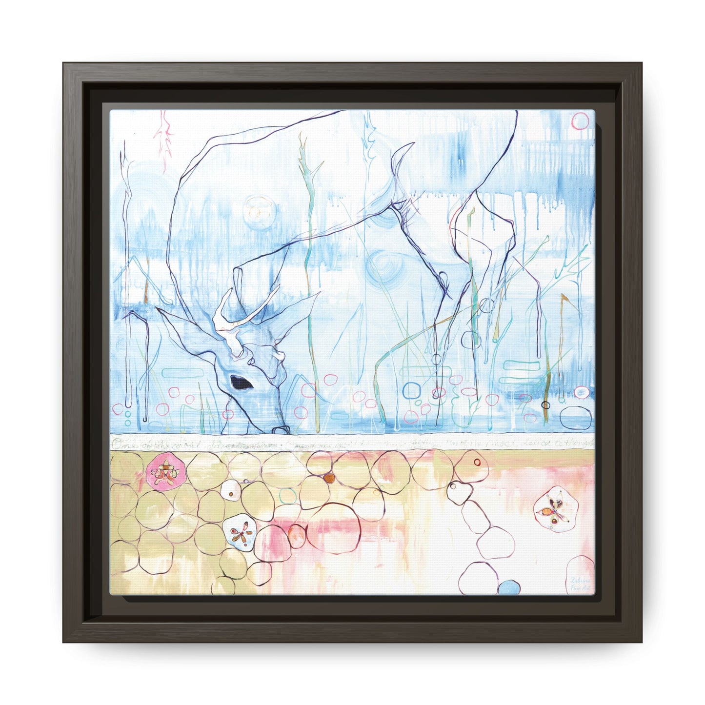 "One Antler Deer" Framed Canvas Fine Art Reproduction by Zabrina Fine Art