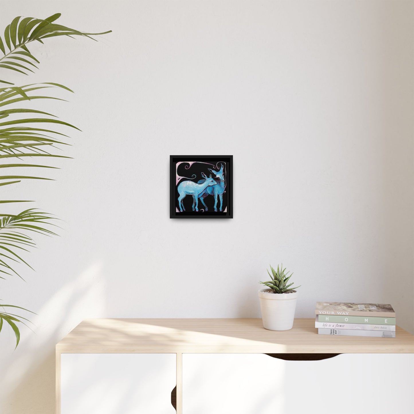 "Deer Love" Framed Canvas Fine Art Reproduction by Zabrina Fine Art