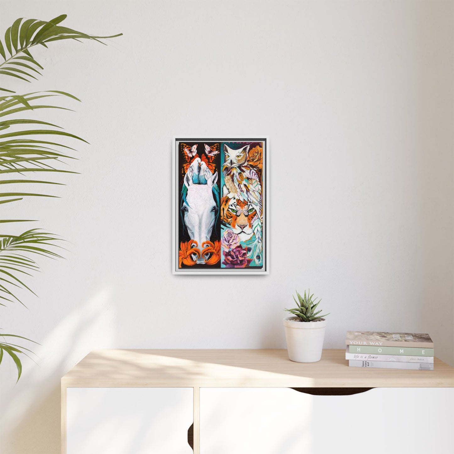 "The Tiger and The Mare" Framed Canvas Fine Art Reproduction by Zabrina Fine Art