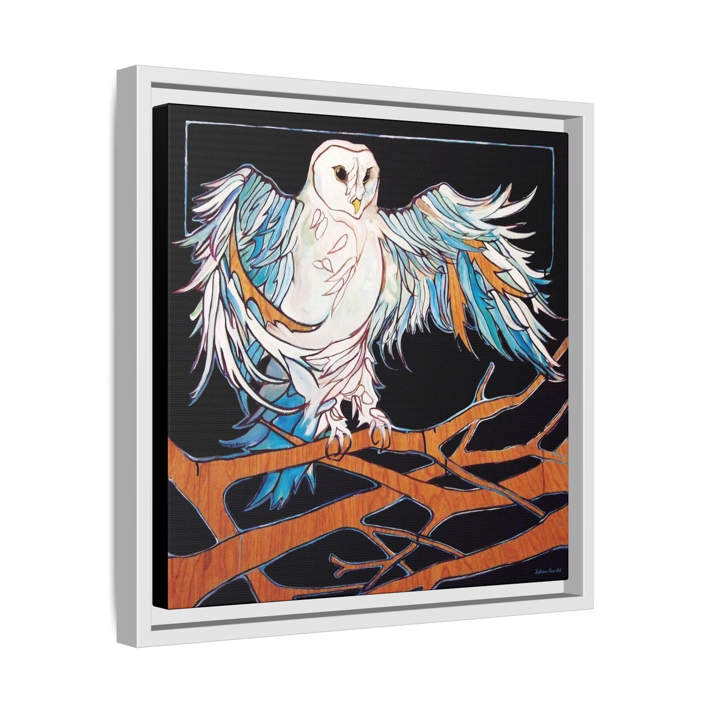 "Blue Owl" Framed Canvas Fine Art Reproduction by Zabrina Fine Art