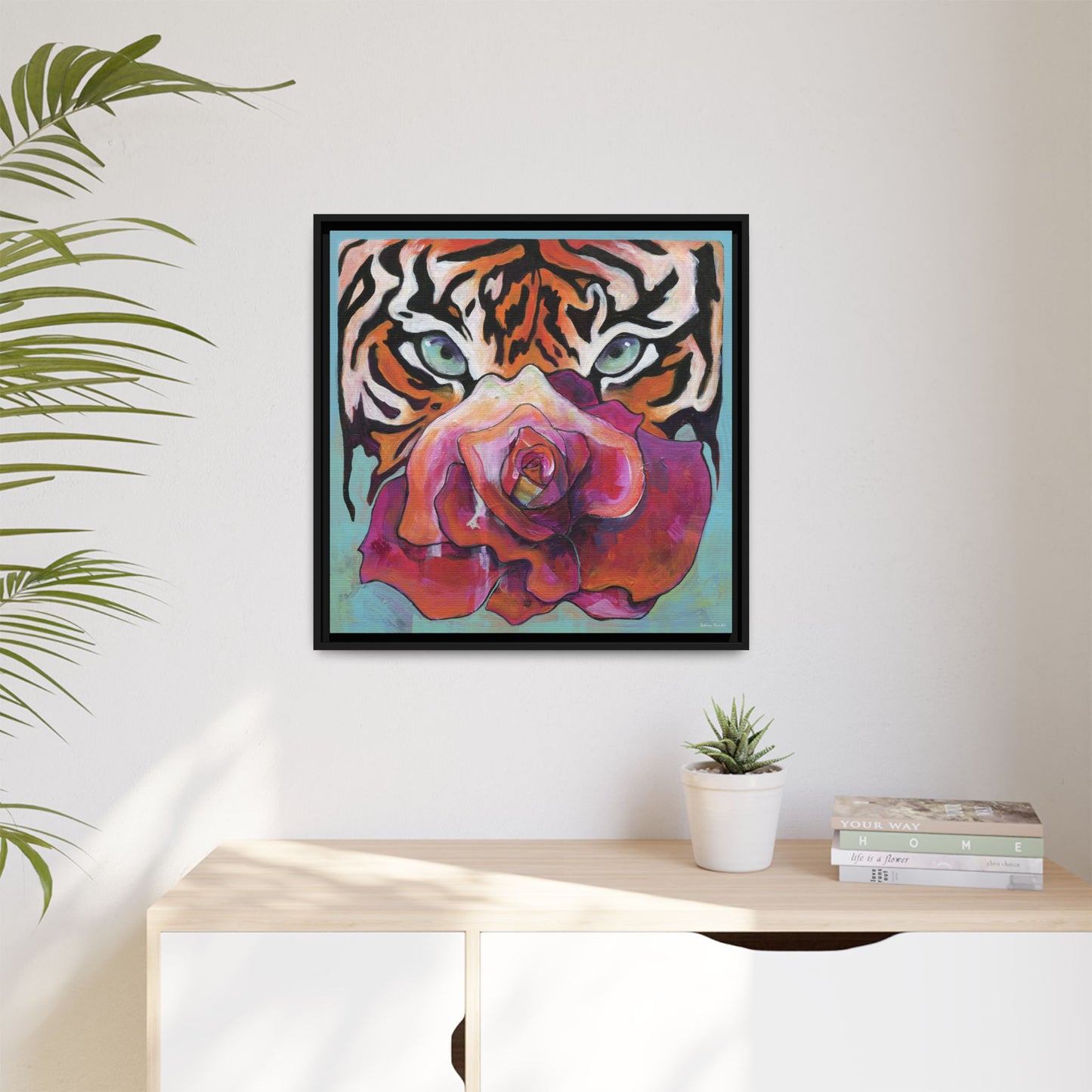 "Tiger Rose" Framed Canvas Fine Art Reproduction by Zabrina Fine Art