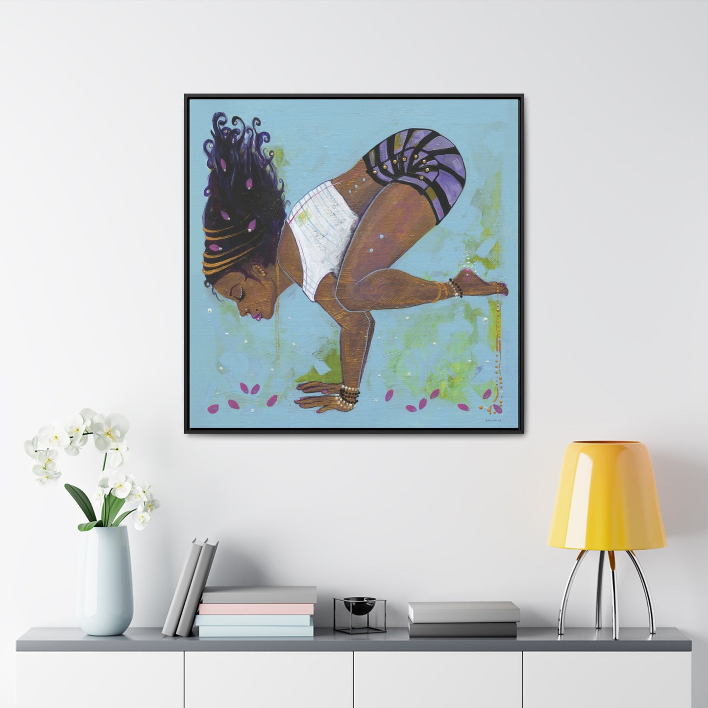 "Crow Pose" Framed Canvas Fine Art Reproduction by Zabrina Fine Art