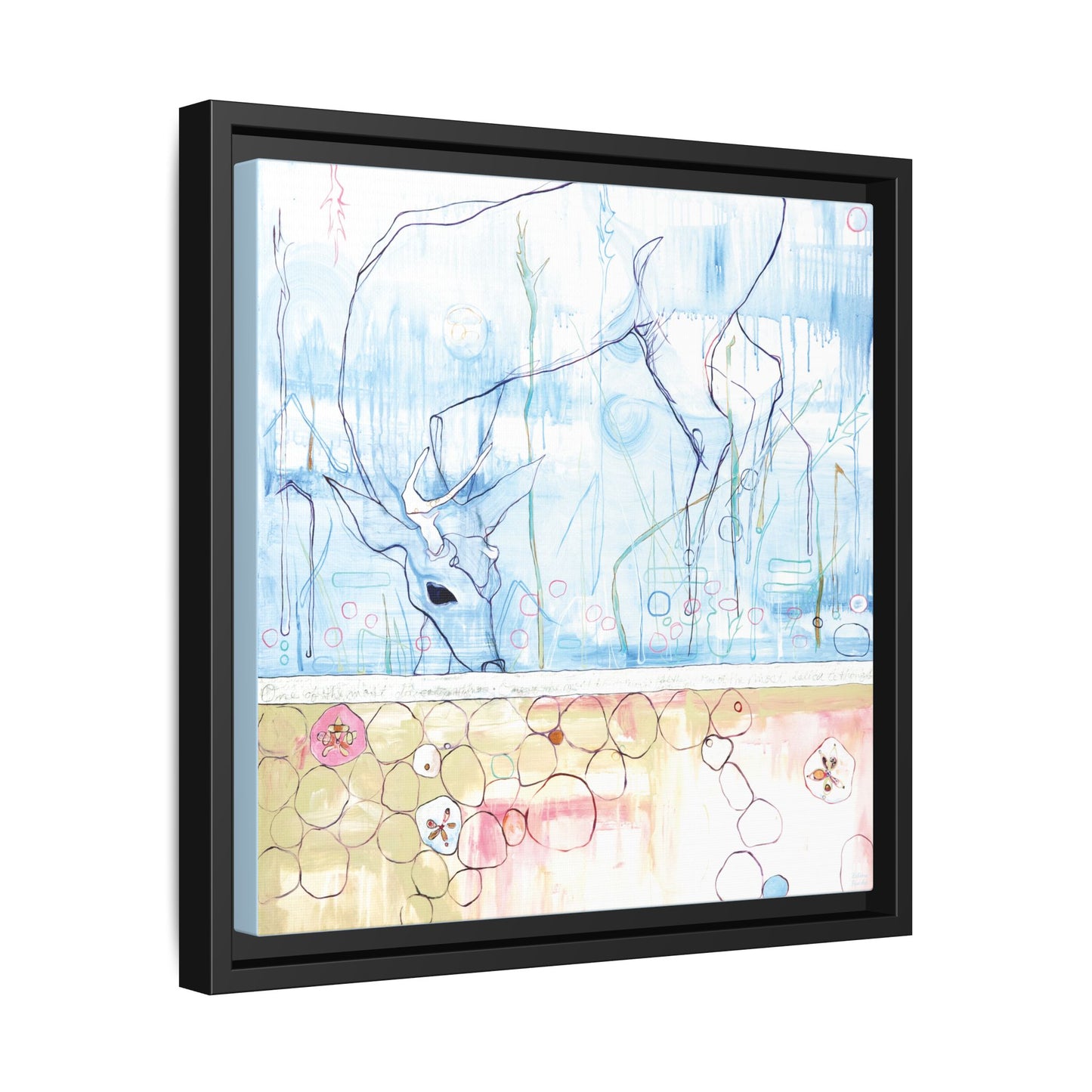 "One Antler Deer" Framed Canvas Fine Art Reproduction by Zabrina Fine Art