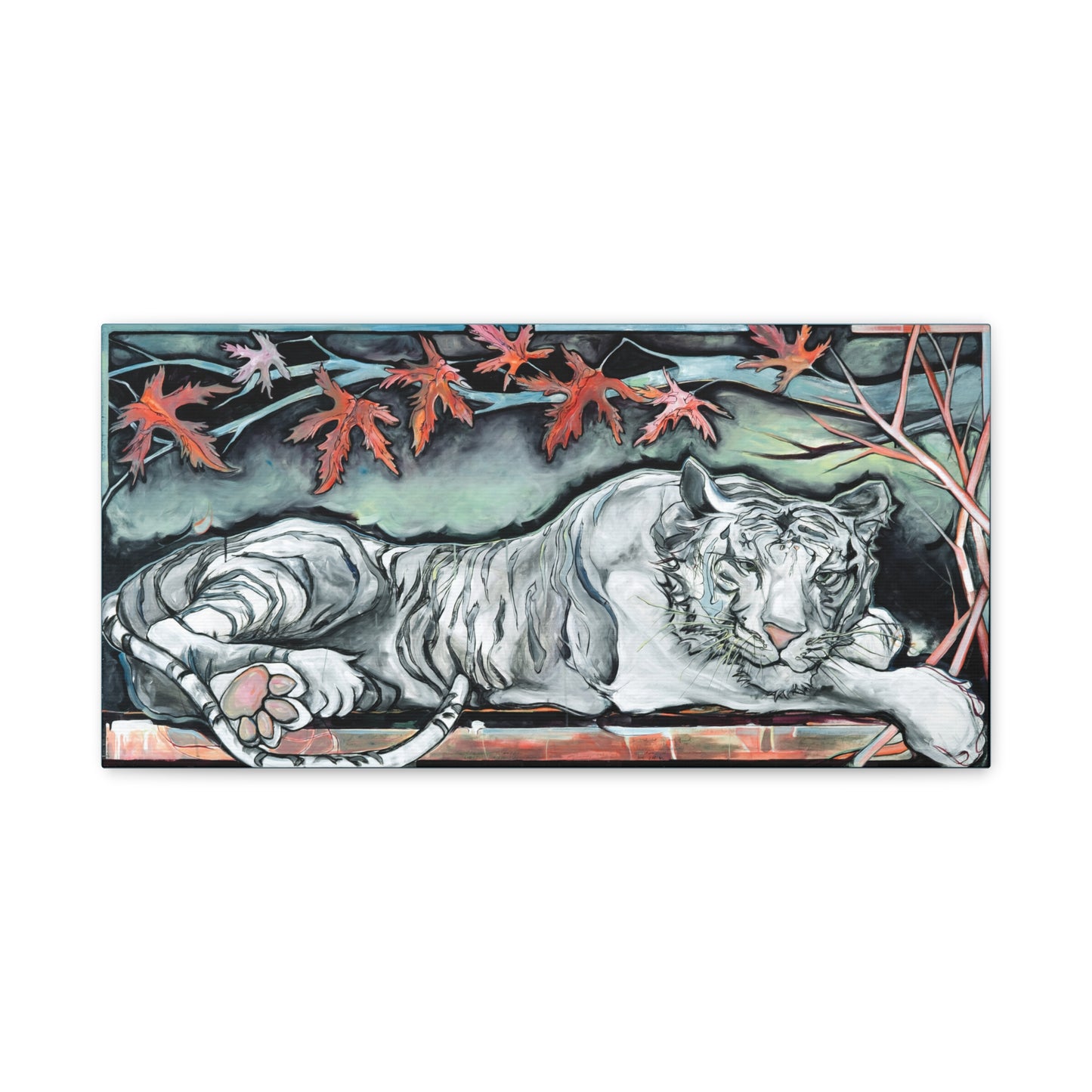 "White Tiger" Unframed Canvas Glacier Blue Edge Reproduction by Zabrina Fine Art