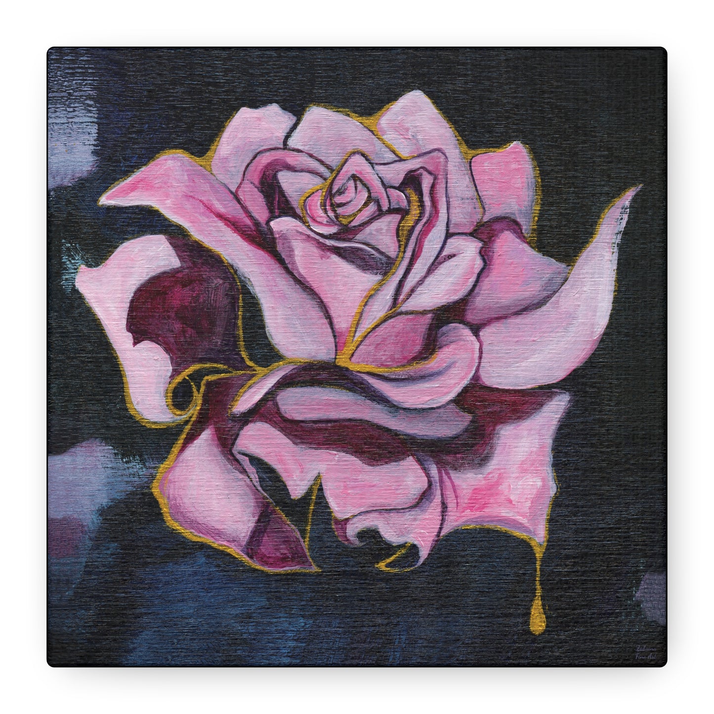 "Gilded Rose" Unframed Canvas Black Edge Reproduction by Zabrina Fine Art