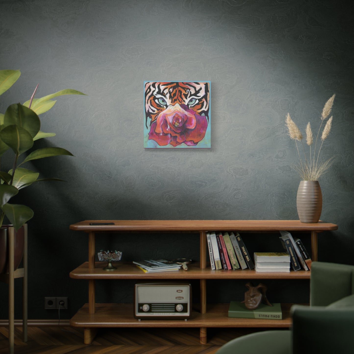 "Tiger Rose" Unframed Canvas Royal Pink Edge Reproduction by Zabrina Fine Art