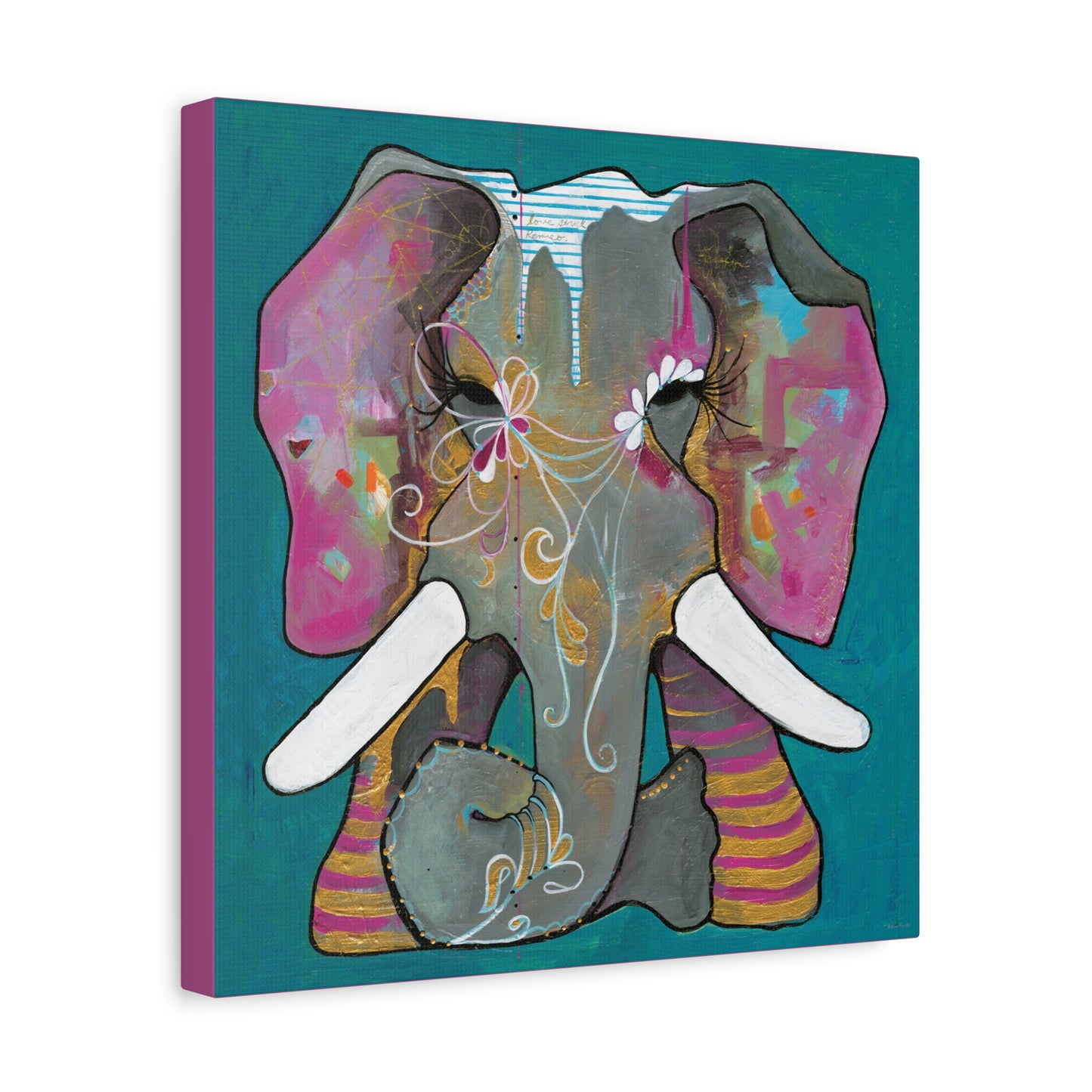 "Romeo Elephant" Unframed Canvas Hot Pink Edge Reproduction by Zabrina Fine Art