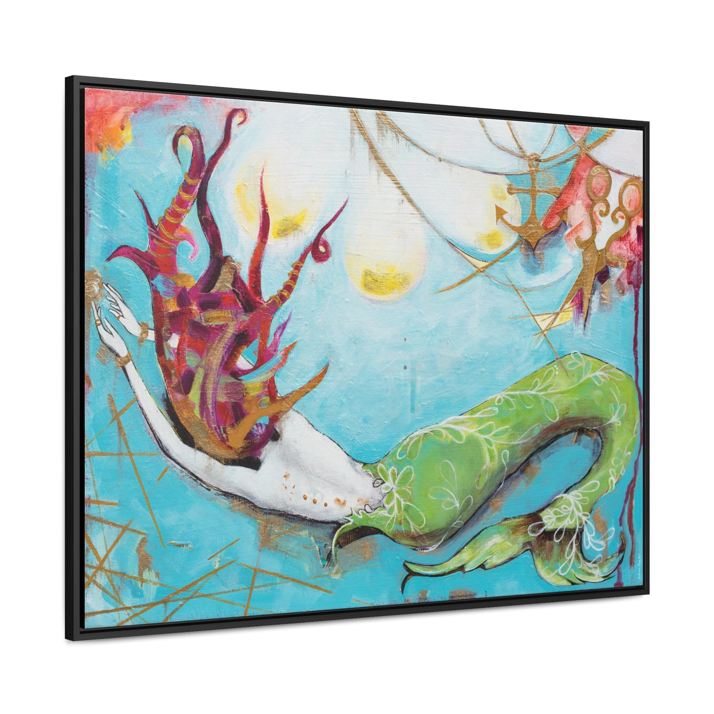 "Mermaid" Framed Canvas Fine Art Reproduction by Zabrina Fine Art