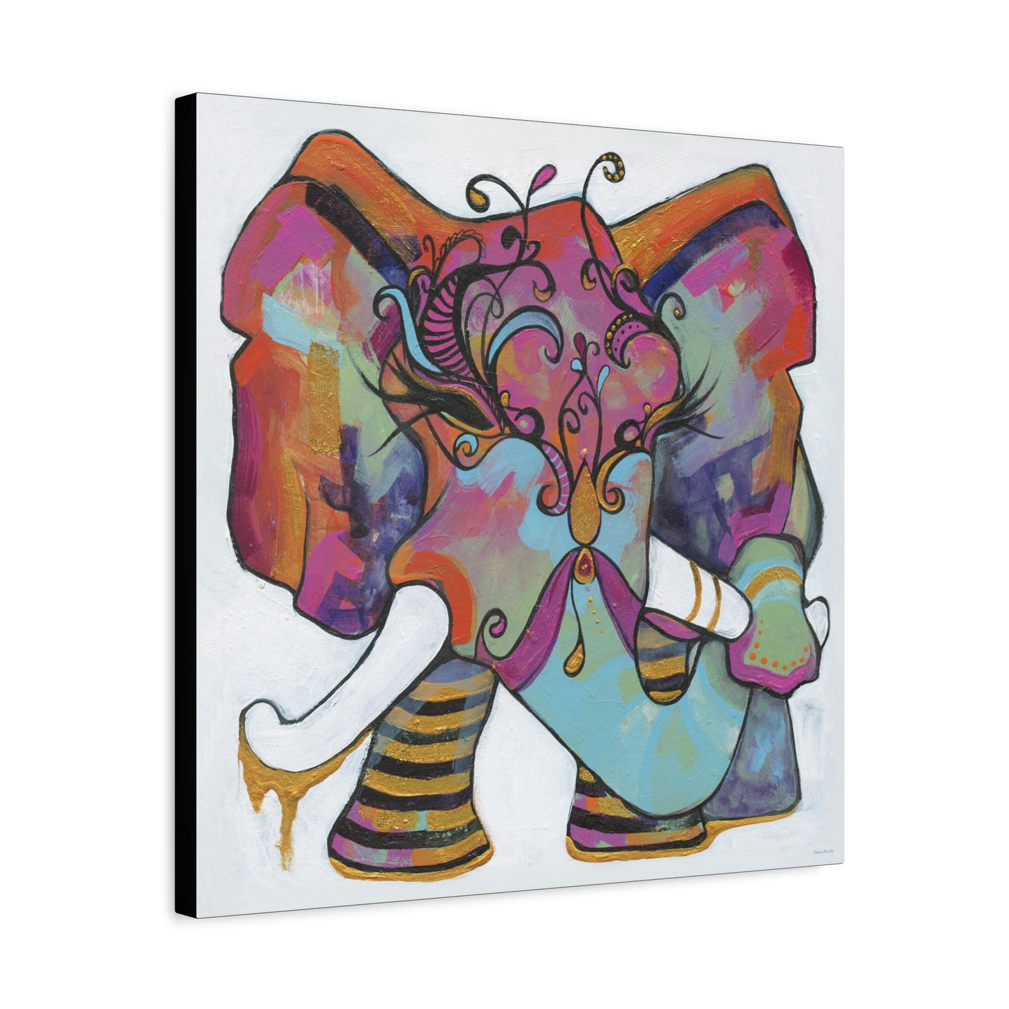 "Masquerade Elephant" Unframed Canvas Black Edge Reproduction by Zabrina Fine Art