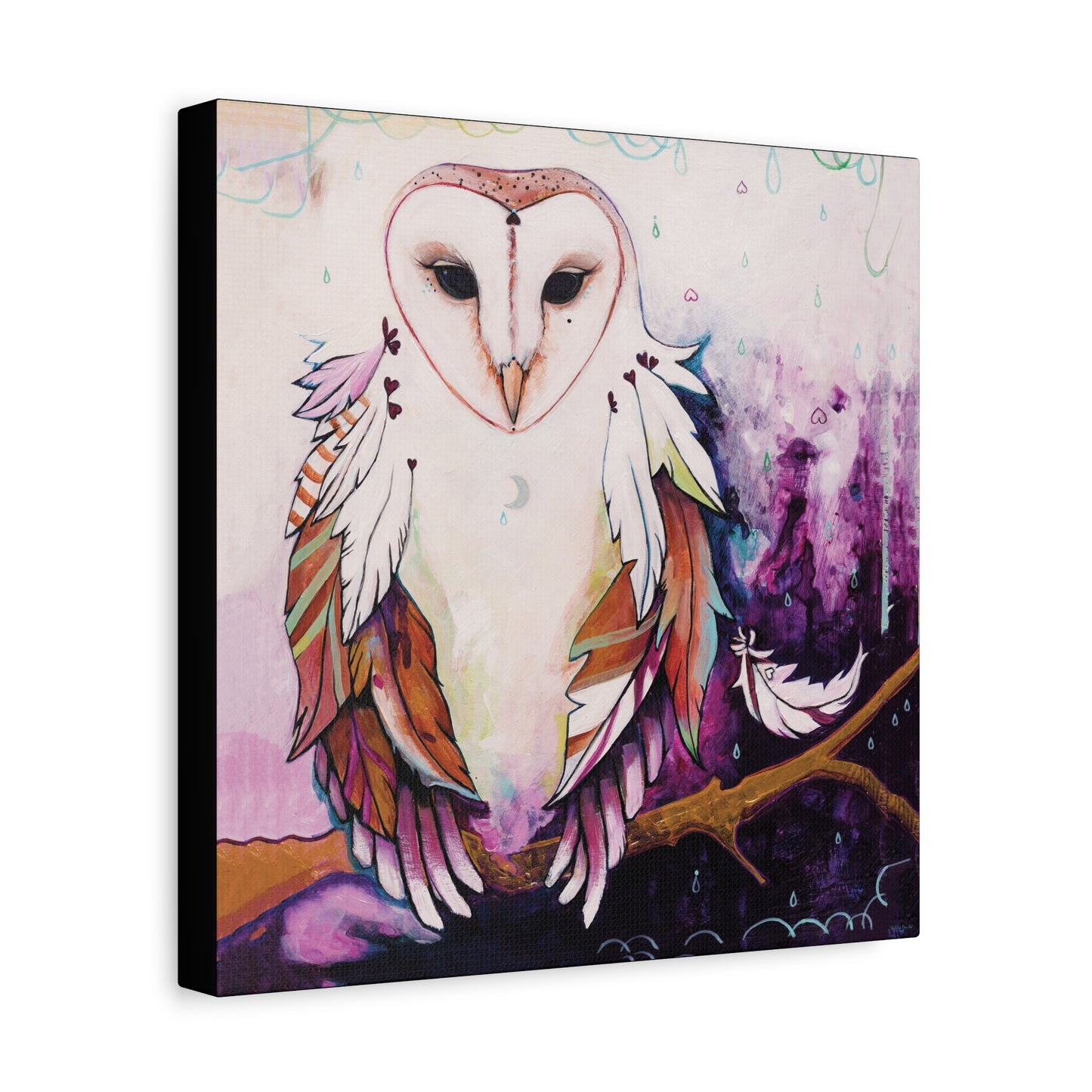 "Rainy Day Owl" Unframed Canvas Black Edge Reproduction by Zabrina Fine Art