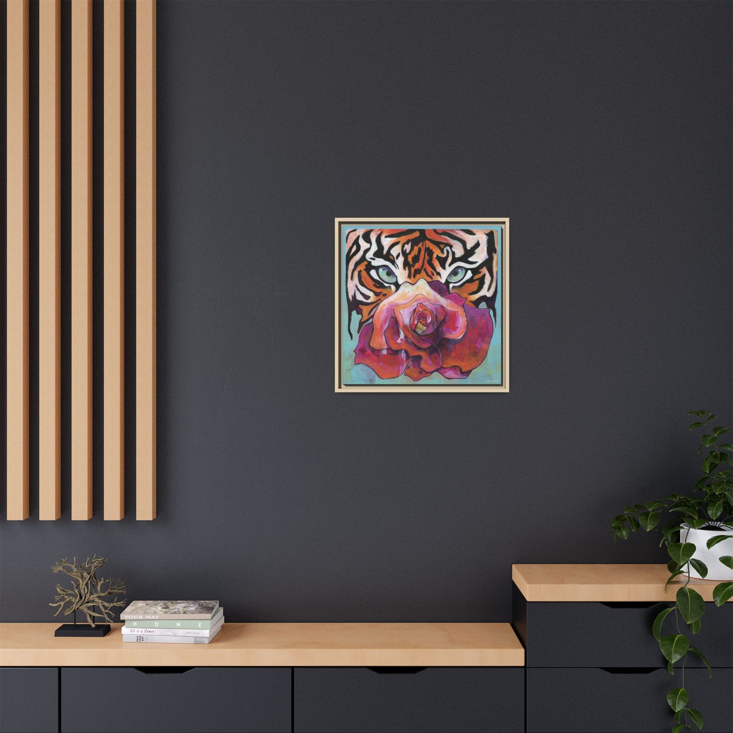 "Tiger Rose" Framed Canvas Fine Art Reproduction by Zabrina Fine Art
