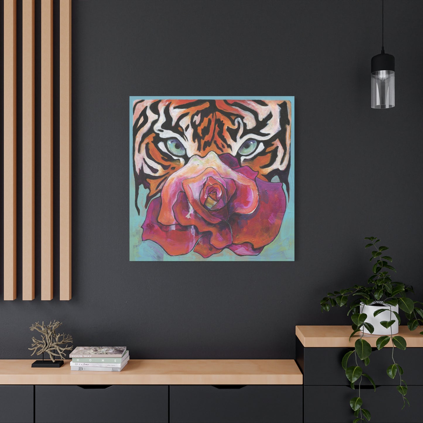 "Tiger Rose" Unframed Canvas Black Edge Reproduction by Zabrina Fine Art