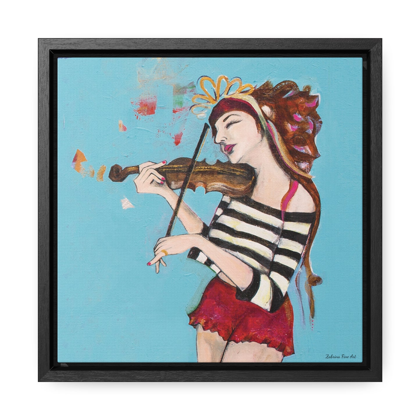 "The Violinist" Framed Canvas Fine Art Reproduction by Zabrina Fine Art