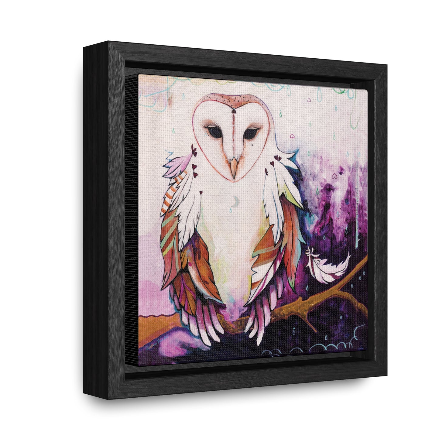 "Rainy Day Owl" Framed Canvas Fine Art Reproduction by Zabrina Fine Art