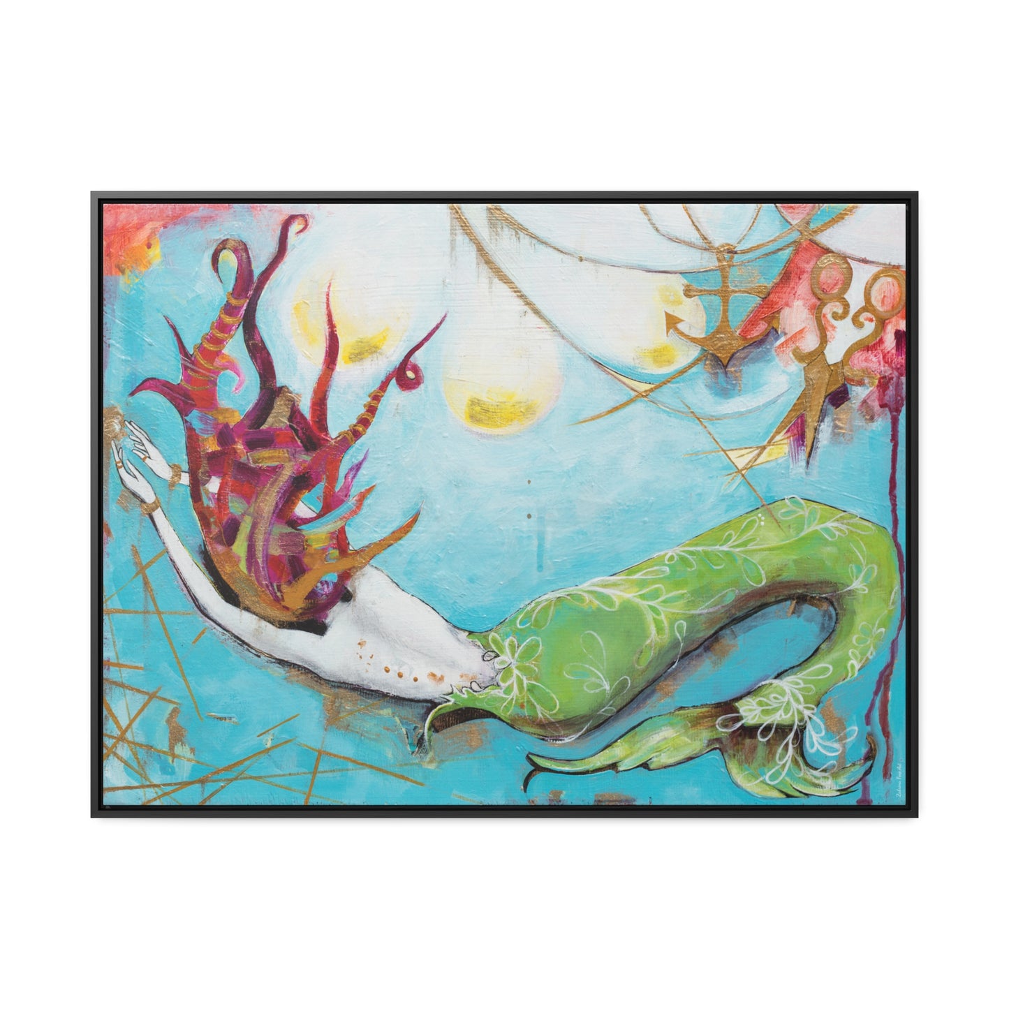 "Mermaid" Framed Canvas Fine Art Reproduction by Zabrina Fine Art