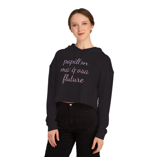 "Butterflies" Women’s Cropped Hooded Sweatshirt by Zabrina Fine Art