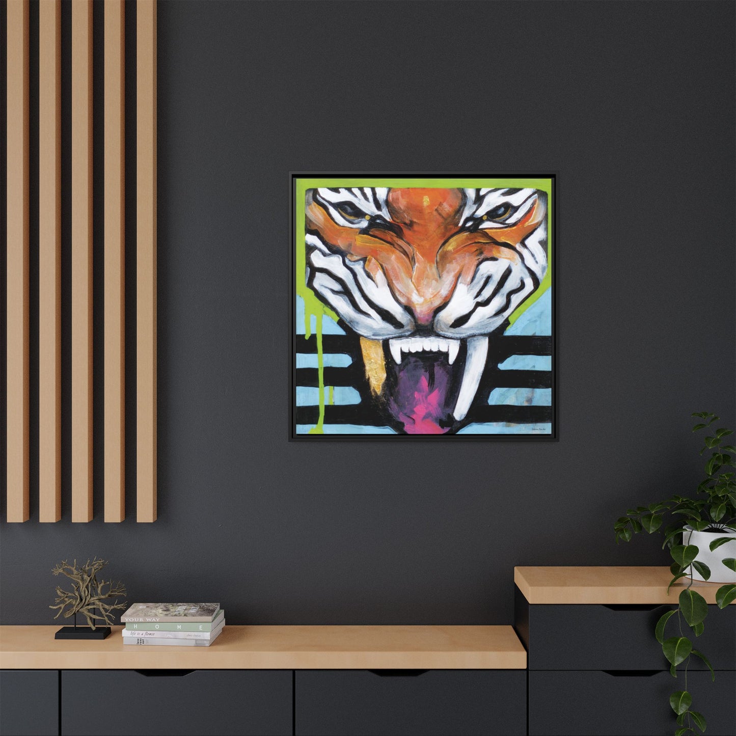 "Tiger Fang" Framed Canvas Fine Art Reproduction by Zabrina Fine Art