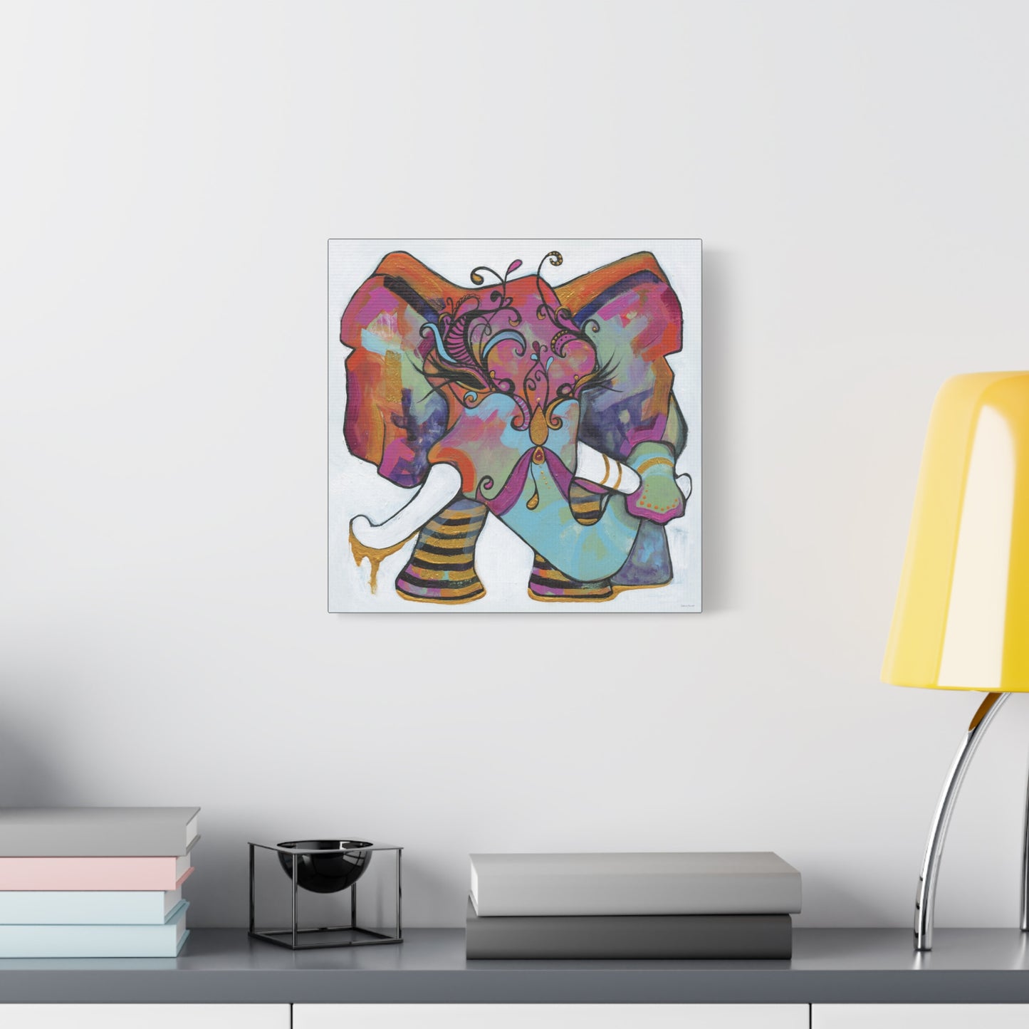 "Masquerade Elephant" Unframed Canvas Black Edge Reproduction by Zabrina Fine Art