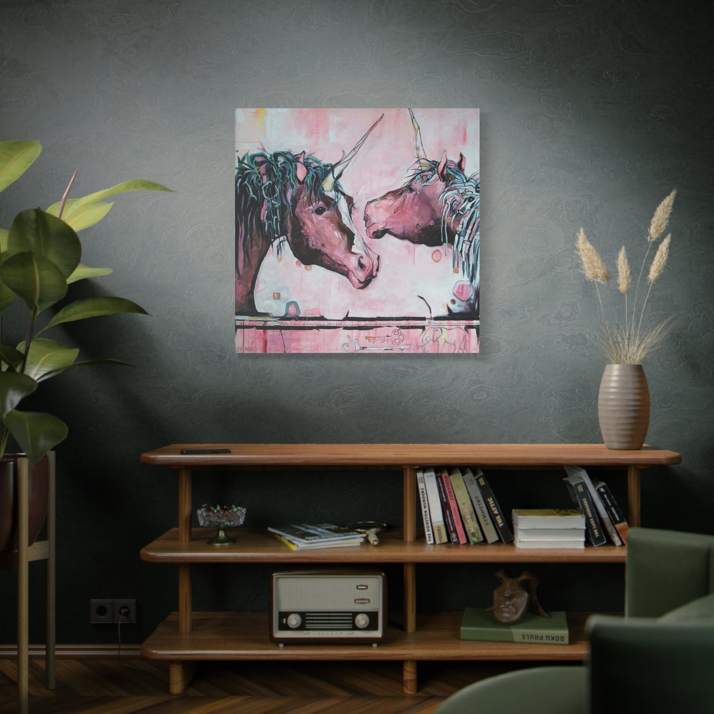 "Unicorns Are Real" Unframed Canvas Pink Edge Reproduction by Zabrina Fine Art