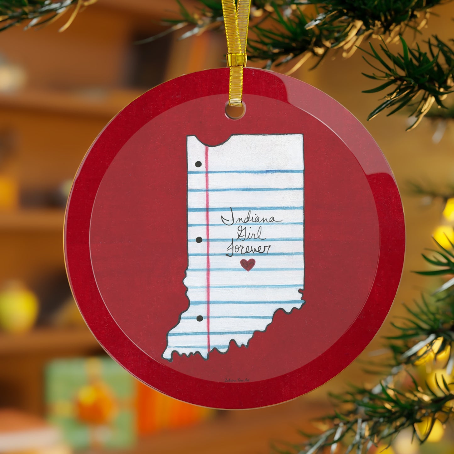 "Indiana Girl" Glass Ornament by Zabrina Fine Art